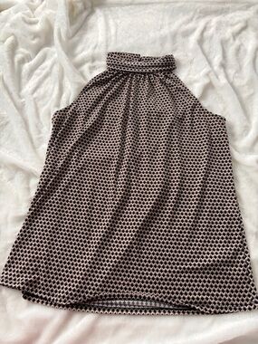 Adrianna Papell Black and Cream Geometric Halter Top